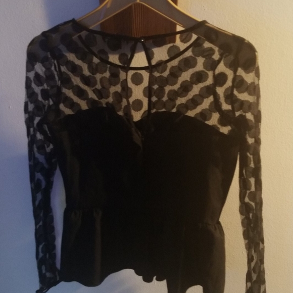 Polka dot lace peplum top - Picture 2 of 3